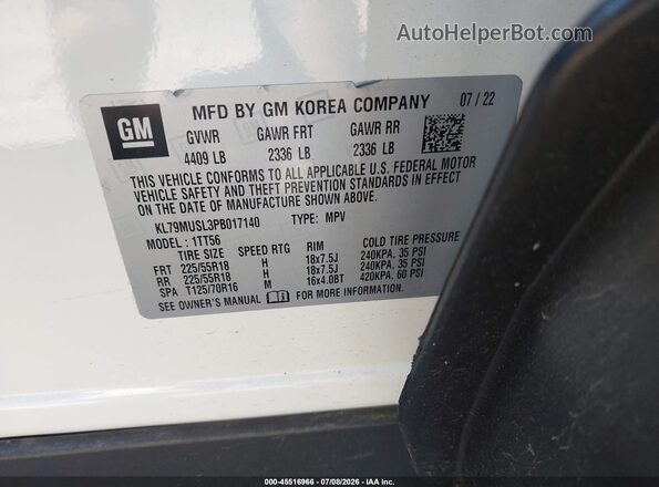 KL79MUSL3PB017140 2023 CHEVROLET TRAILBLAZER Белый Вид подкапотного пространства