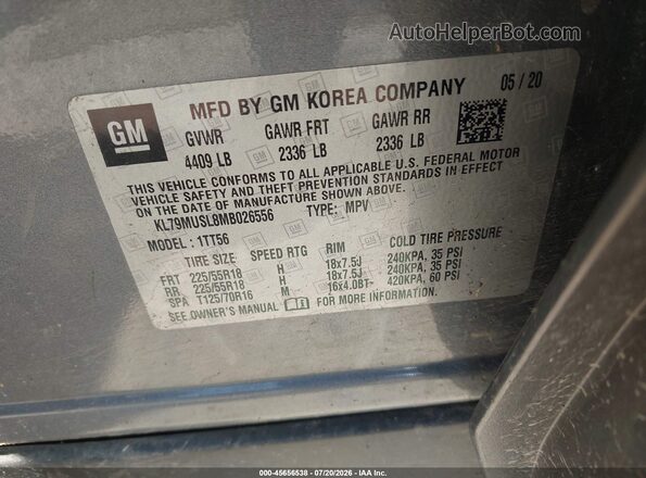KL79MUSL8MB026556 2021 CHEVROLET TRAILBLAZER Dark Blue Вид подкапотного пространства