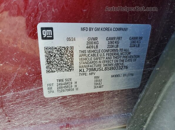 KL79MUSL8SB033276 2025 CHEVROLET TRAILBLAZER Maroon Սալոնի 360 աստիճան տեսք
