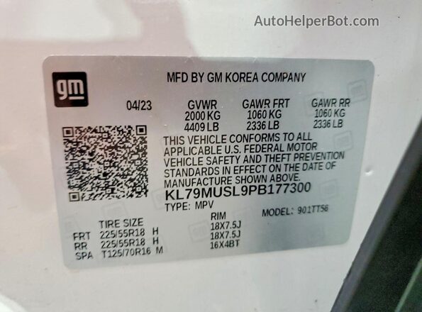 KL79MUSL9PB177300 2023 CHEVROLET TRAILBLAZER White Widok komory silnika