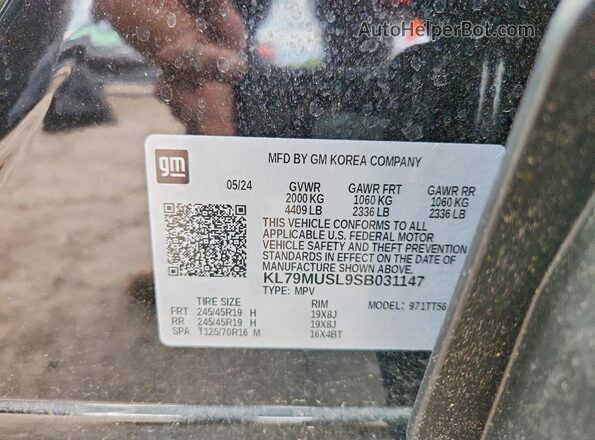KL79MUSL9SB031147 2025 CHEVROLET TRAILBLAZER Two Tone VIN կոդի պիտակի տեսք