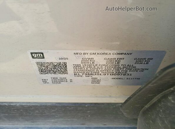 KL79MUSL9TB097831 2026 CHEVROLET TRAILBLAZER White Widok wnętrza 360 stopni