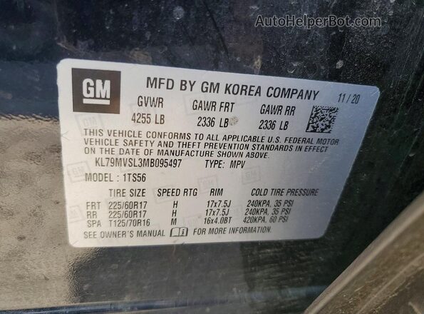 KL79MVSL3MB095497 2021 CHEVROLET TRAILBLAZER Blue Widok wnętrza 360 stopni