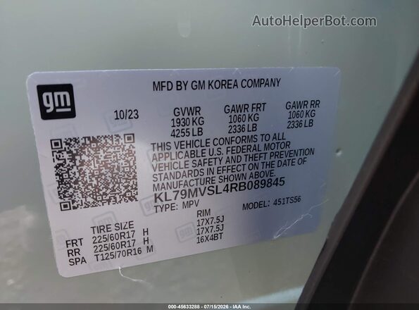 KL79MVSL4RB089845 2024 CHEVROLET TRAILBLAZER Зеленый Вид подкапотного пространства