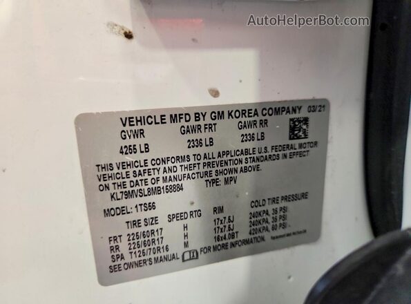 KL79MVSL8MB158884 2021 CHEVROLET TRAILBLAZER White Панорамний вид салону 360°