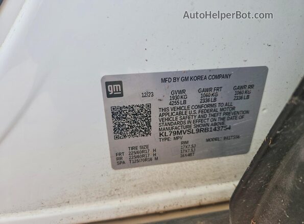 KL79MVSL9RB143754 2024 CHEVROLET TRAILBLAZER Белый Вид подкапотного пространства