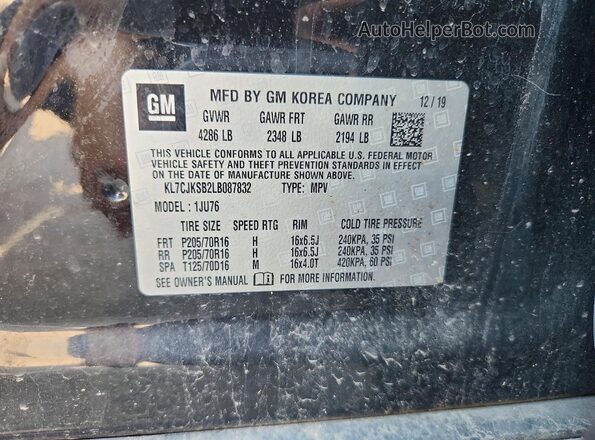 KL7CJKSB2LB087832 2020 CHEVROLET TRAX Black Vista del compartimento del motor