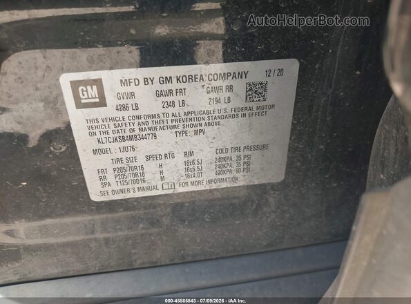 KL7CJKSB4MB344779 2021 CHEVROLET TRAX Black Շարժիչի բաժամունքի տեսք