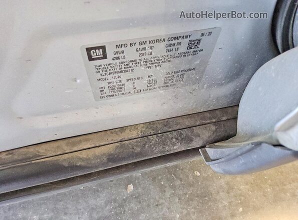 KL7CJKSB6MB304512 2021 CHEVROLET TRAX Silver Вид наклейки з VIN-кодом