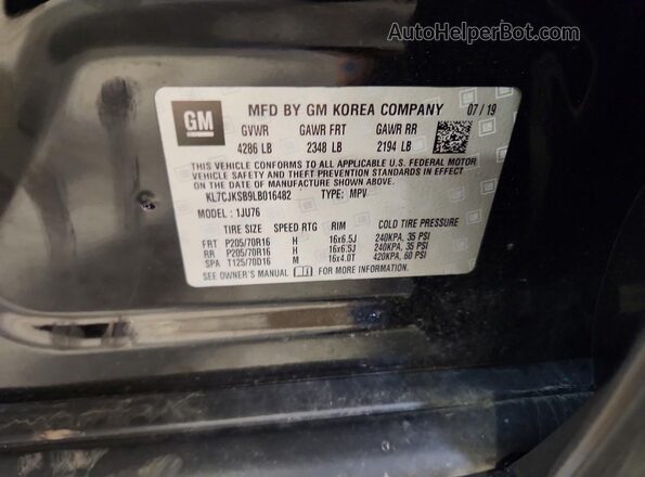 KL7CJKSB9LB016482 2020 CHEVROLET TRAX Black Панорамний вид салону 360°