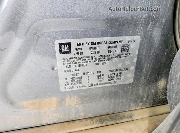 KL7CJLSB1KB902638 2019 CHEVROLET TRAX Silver Widok komory silnika