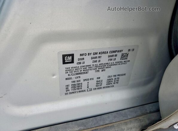 KL7CJLSB8MB326307 2021 CHEVROLET TRAX Gray ძრავის განყოფილების ხედი