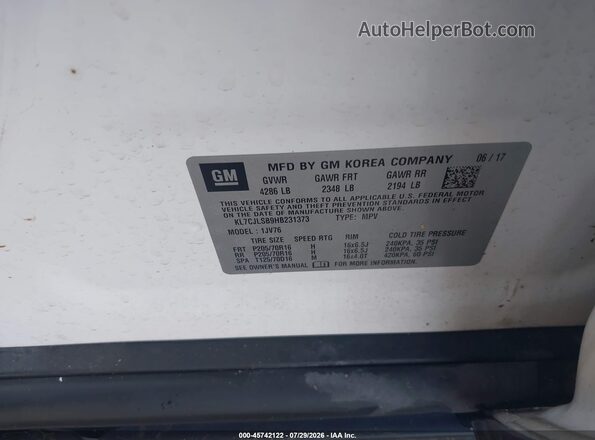 KL7CJLSB9HB231373 2017 CHEVROLET TRAX White Շարժիչի բաժամունքի տեսք