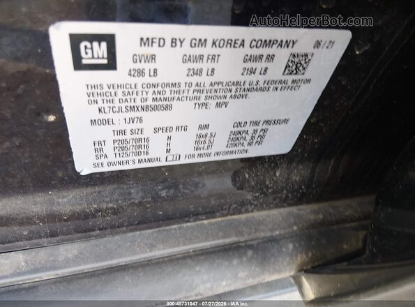 KL7CJLSMXNB500588 2022 CHEVROLET TRAX Dark Blue ძრავის განყოფილების ხედი