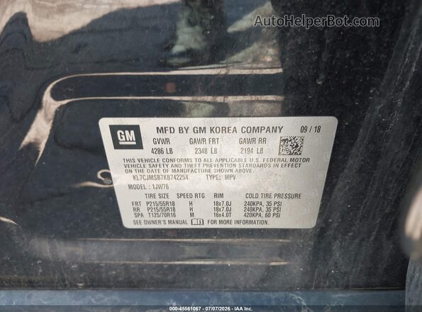 KL7CJMSB7KB742254 2019 CHEVROLET TRAX Black Vista del compartimento del motor