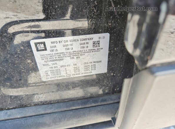 KL7CJNSB0MB358681 2021 CHEVROLET TRAX Black Vista de la etiqueta del VIN