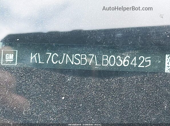 KL7CJNSB7LB036425 2020 CHEVROLET TRAX Black Вид підкапотного простору