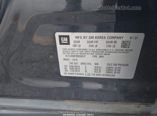 KL7CJNSB7MB356247 2021 CHEVROLET TRAX Black Вид підкапотного простору