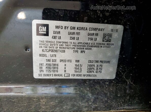 KL7CJPSB2KB774336 2019 CHEVROLET TRAX Черный Вид подкапотного пространства
