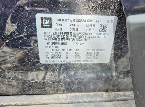 KL7CJPSM4NB558199 2022 CHEVROLET TRAX Blue Widok komory silnika
