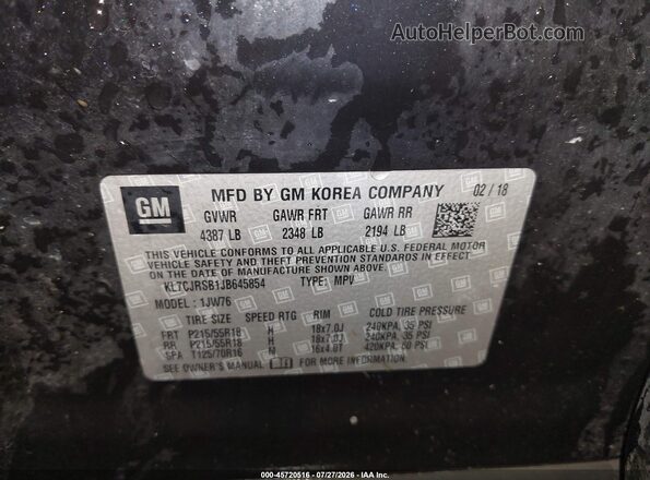KL7CJRSB1JB645854 2018 CHEVROLET TRAX Черный Вид подкапотного пространства