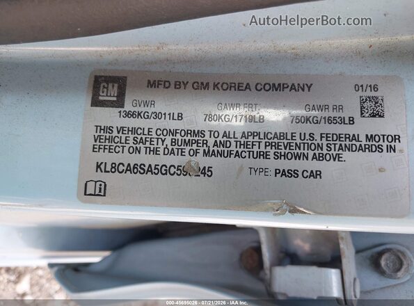 KL8CA6SA5GC593245 2016 CHEVROLET SPARK Light Blue ძრავის განყოფილების ხედი