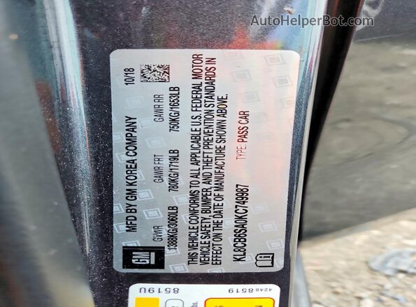 KL8CB6SA0KC749987 2019 CHEVROLET SPARK Gray Vista del compartimento del motor