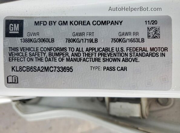 KL8CB6SA2MC733695 2021 CHEVROLET SPARK White Engine compartment view