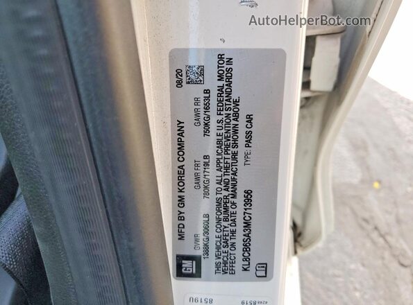KL8CB6SA3MC713956 2021 CHEVROLET SPARK White Engine compartment view