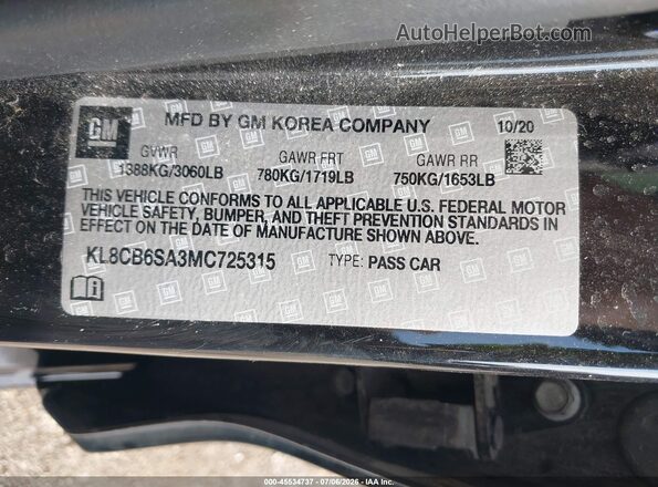 KL8CB6SA3MC725315 2021 CHEVROLET SPARK Black ძრავის განყოფილების ხედი