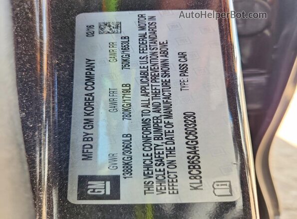 KL8CB6SA4GC603230 2016 CHEVROLET SPARK Black Вид підкапотного простору