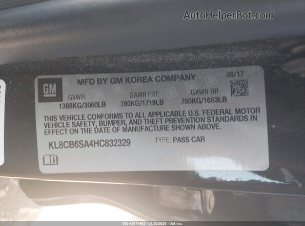 KL8CB6SA4HC832329 2017 CHEVROLET SPARK Черный Вид подкапотного пространства
