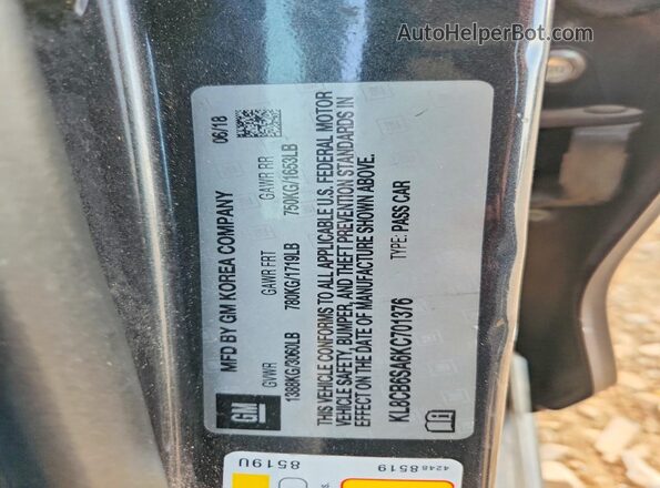 KL8CB6SA6KC701376 2019 CHEVROLET SPARK Серый Вид наклейки с VIN-кодом