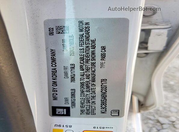 KL8CB6SA6NC037178 2022 CHEVROLET SPARK White Vista del compartimento del motor