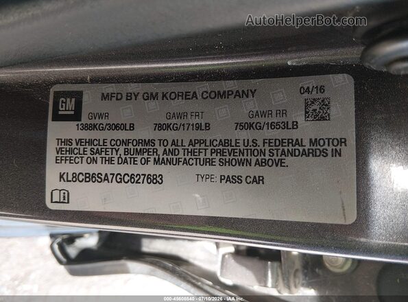 KL8CB6SA7GC627683 2016 CHEVROLET SPARK Gray Vista del compartimento del motor