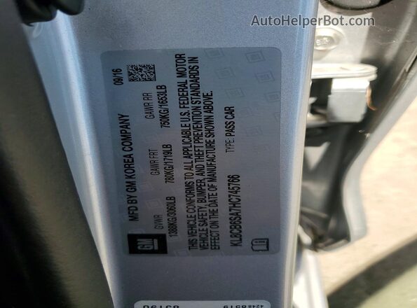 KL8CB6SA7HC745766 2017 CHEVROLET SPARK Серебряный Вид подкапотного пространства