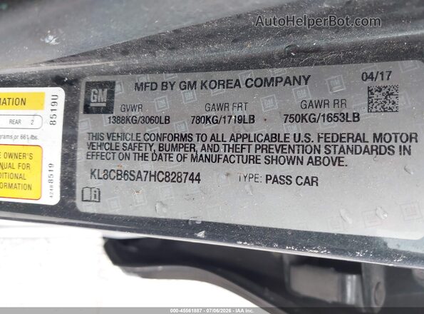 KL8CB6SA7HC828744 2017 CHEVROLET SPARK Gray Engine compartment view