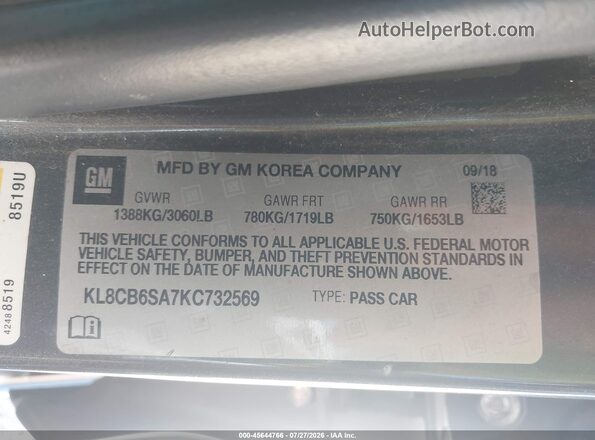 KL8CB6SA7KC732569 2019 CHEVROLET SPARK Black Widok komory silnika