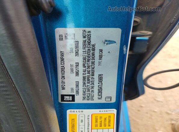 KL8CB6SA7LC456976 2020 CHEVROLET SPARK Blue Vista del compartimento del motor