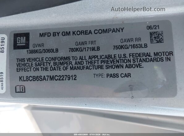 KL8CB6SA7MC227912 2021 CHEVROLET SPARK Серебряный Вид подкапотного пространства