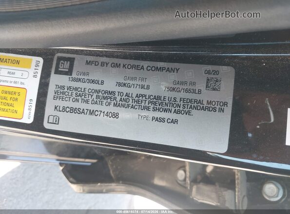 KL8CB6SA7MC714088 2021 CHEVROLET SPARK Black Engine compartment view