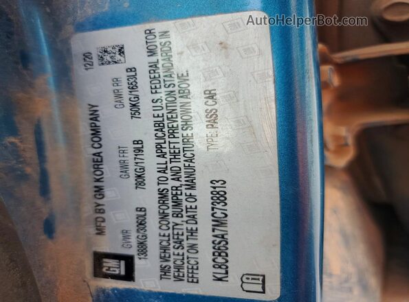 KL8CB6SA7MC738813 2021 CHEVROLET SPARK Blue VIN կոդի պիտակի տեսք