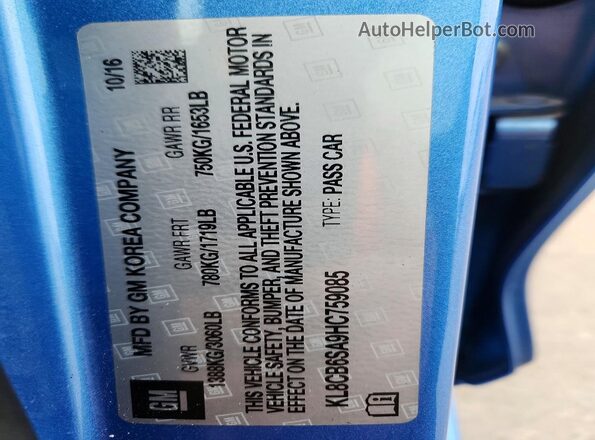 KL8CB6SA9HC759085 2017 CHEVROLET SPARK Blue Widok komory silnika