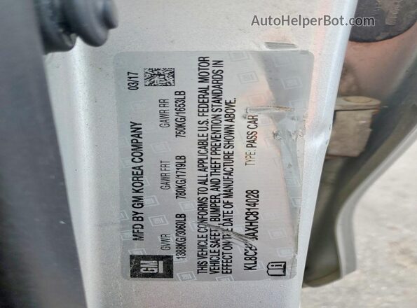 KL8CB6SAXHC814028 2017 CHEVROLET SPARK Silver VIN sticker view