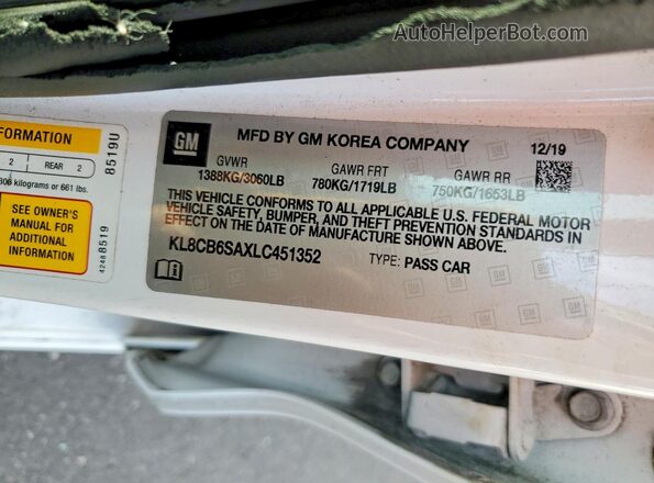 KL8CB6SAXLC451352 2020 CHEVROLET SPARK White Engine compartment view
