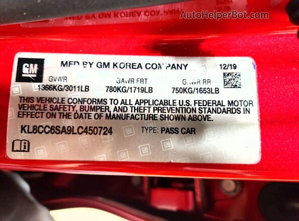 KL8CC6SA9LC450724 2020 CHEVROLET SPARK Red Widok komory silnika