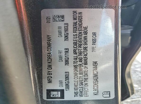 KL8CD6SA0MC744494 2021 CHEVROLET SPARK Gray Շարժիչի բաժամունքի տեսք