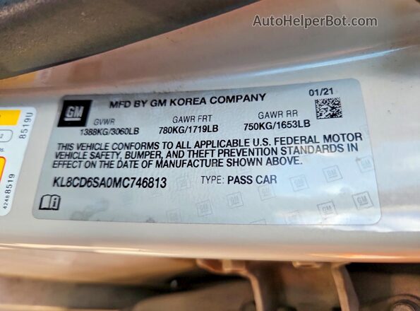 KL8CD6SA0MC746813 2021 CHEVROLET SPARK White Vista del compartimento del motor