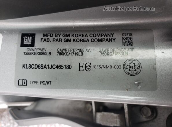 KL8CD6SA1JC465180 2018 CHEVROLET SPARK Silver Vista del compartimento del motor
