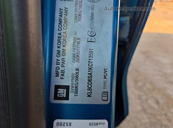 KL8CD6SA1KC713591 2019 CHEVROLET SPARK Turquoise Շարժիչի բաժամունքի տեսք
